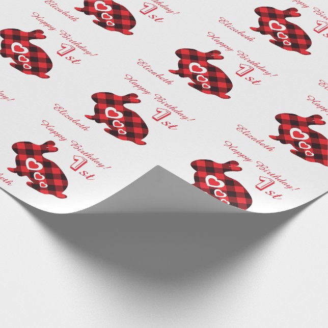 Personalised First Birthday lumberjack boy/girl Wrapping Paper (Corner)