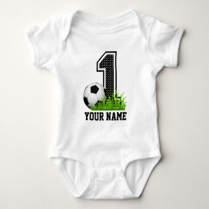 Personalised First Birthday Soccer Name Baby Bodysuit