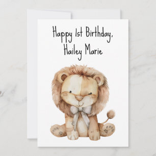 Personalised First Birthday Stuffed Toy Lion  Card