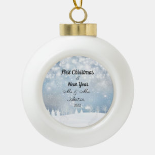 Personalised First Christmas And New Year  Ceramic Ball Christmas Ornament