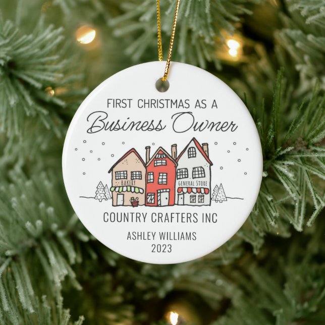 Personalised First Christmas as a Business Owner Ceramic Tree Decoration (Tree)