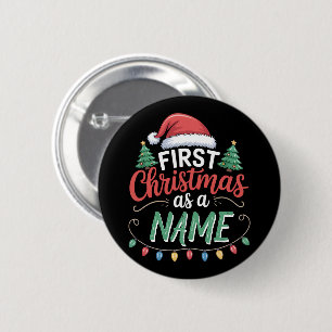 Personalised First Christmas As A Family Matching  6 Cm Round Badge