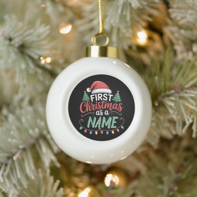 Personalised First Christmas As A Family Matching  Ceramic Ball Christmas Ornament (Tree)