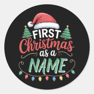 Personalised First Christmas As A Family Matching  Classic Round Sticker