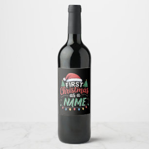 Personalised First Christmas As A Family Matching Wine Label