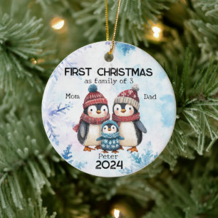 Personalised First Christmas as a Family of 3 Ceramic Tree Decoration