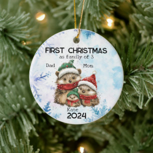 Personalised First Christmas as a Family of 3 Ceramic Tree Decoration