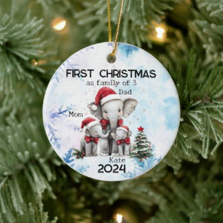 Personalised First Christmas as a Family of 3 Ceramic Tree Decoration