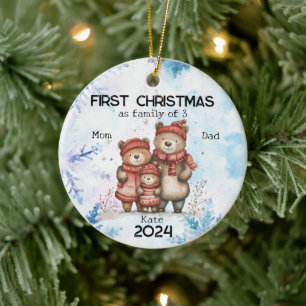 Personalised First Christmas as a Family of 3 Ceramic Tree Decoration