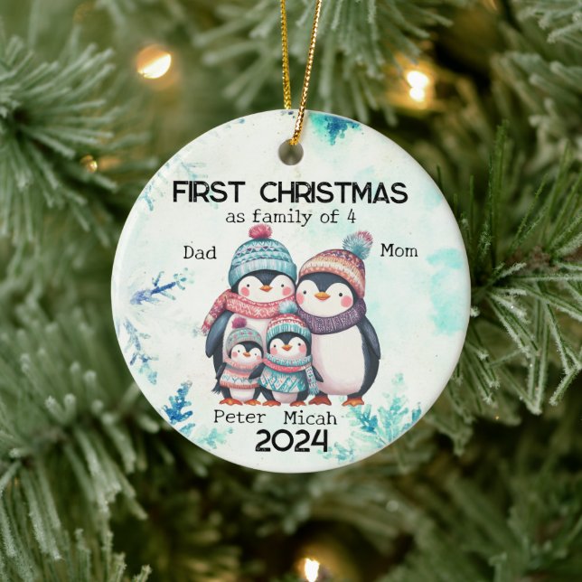 Personalised First Christmas as a Family of 4 Ceramic Tree Decoration (Tree)
