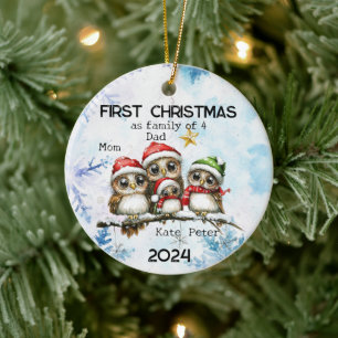Personalised First Christmas as a Family of 4 Ceramic Tree Decoration