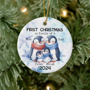 Personalised First Christmas as a Family of 4 Ceramic Tree Decoration