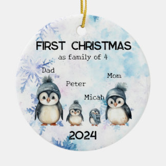 Personalised First Christmas as a Family of 4 Ceramic Tree Decoration