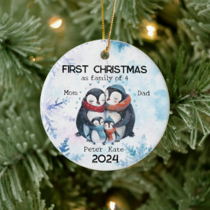 Personalised First Christmas as a Family of 4 Ceramic Tree Decoration