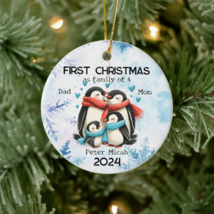 Personalised First Christmas as a Family of 4 Ceramic Tree Decoration