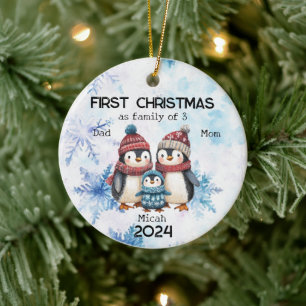 Personalised First Christmas as a Family of 4 Ceramic Tree Decoration