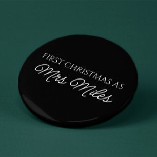 Personalised 'First Christmas as a Mrs.' Surname 3 Cm Round Badge