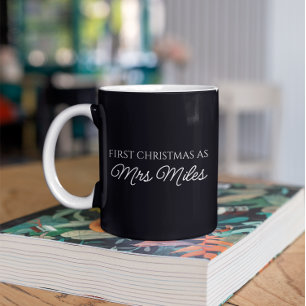 Personalised 'First Christmas as a Mrs.' Surname Coffee Mug
