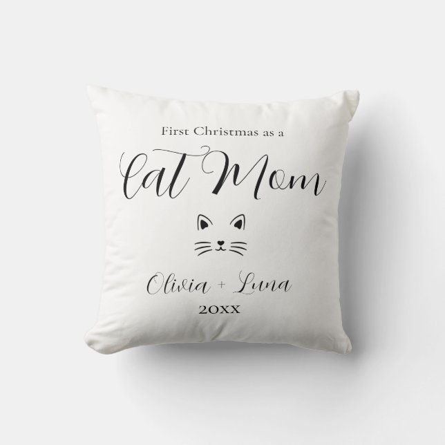 Personalised First Christmas as Cat Mum gift Cushion (Front)