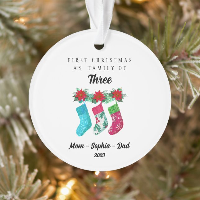 Personalised First Christmas As Family of Three Ornament (Tree)