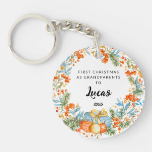 Personalised First Christmas As Grandparents Key Ring