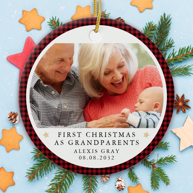 Personalised First Christmas as Grandparents Photo Ceramic Tree Decoration (Creator Uploaded)