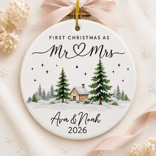 Personalised First Christmas as Mr and Mrs Ceramic Tree Decoration