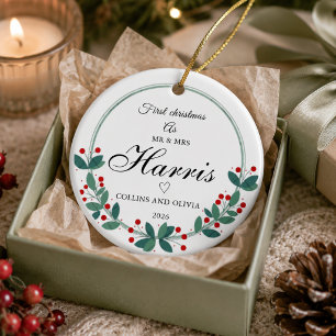 Personalised first christmas as Mr & Mrs ceramic Tree Decoration
