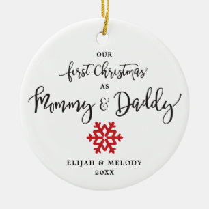 Personalised First Christmas as Mummy & Daddy Ceramic Tree Decoration