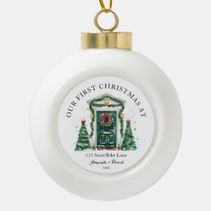 Personalised First Christmas At Our New Home Ceramic Ball Christmas Ornament