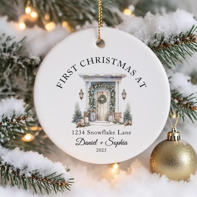 Personalised First Christmas At Our New Home Ceramic Tree Decoration (Creator Uploaded)