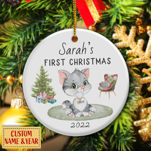 Personalised First Christmas baby Ceramic Tree Decoration