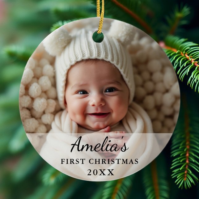 Personalised First Christmas Baby Photo Ceramic Tree Decoration (Creator Uploaded)