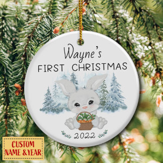 Personalised First Christmas, Baby's First Cerami Ceramic Tree Decoration