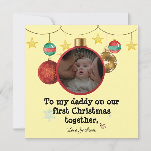 Personalised First Christmas Card for Daddy, Photo (Front)
