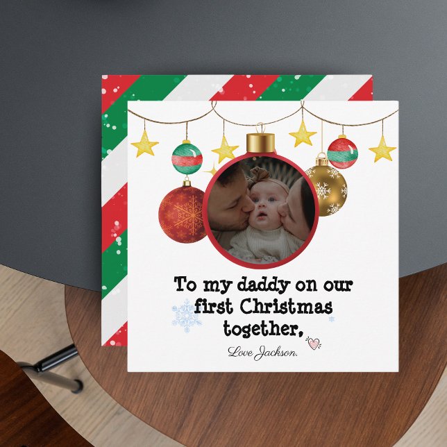 Personalised First Christmas Card for Daddy, Photo (Personalised First Christmas Card for Daddy with Photo )