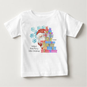 Personalised First Christmas Cute Father Christmas Baby T-Shirt