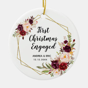 Personalised First Christmas Engaged Ceramic Tree Decoration