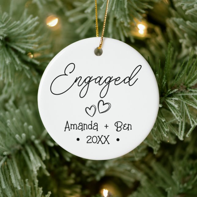  Personalised First Christmas Engaged Christmas Ceramic Tree Decoration (Tree)