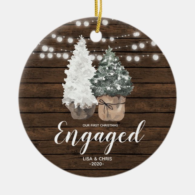 Personalised First Christmas Engaged Ornament (Front)