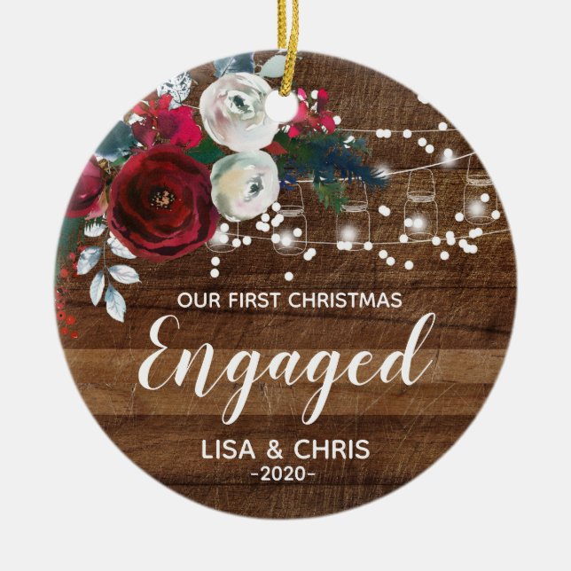 Personalised First Christmas Engaged Ornament (Front)