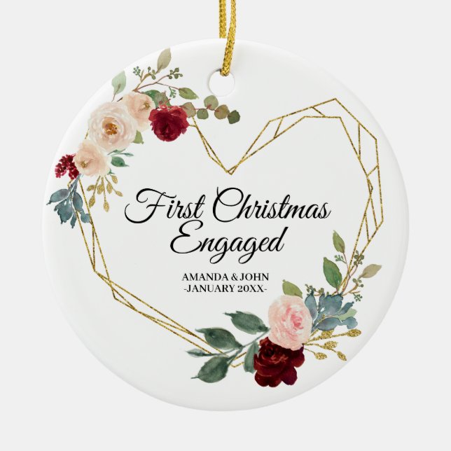 Personalised First Christmas Engaged ornament (Front)