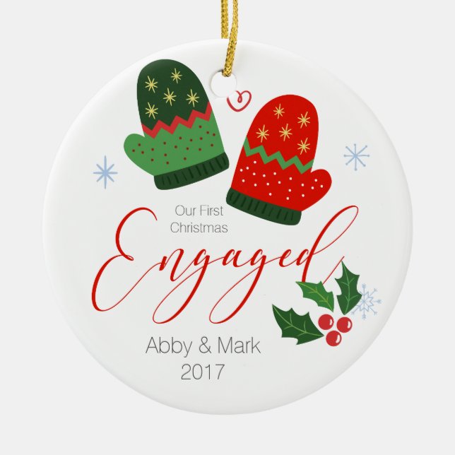 Personalised First Christmas Engaged Ornament (Front)