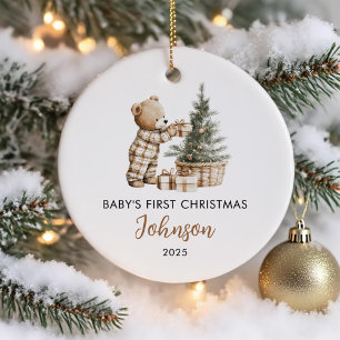 Personalised First Christmas for Baby Bear Ceramic Tree Decoration