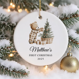 Personalised First Christmas for Baby Bear Ceramic Tree Decoration