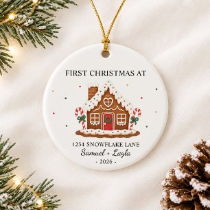 Personalised First Christmas Gingerbread House Ceramic Tree Decoration