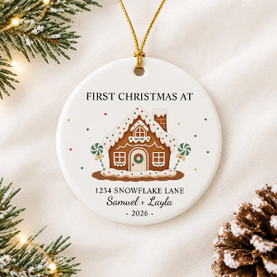 Personalised First Christmas Gingerbread House Ceramic Tree Decoration