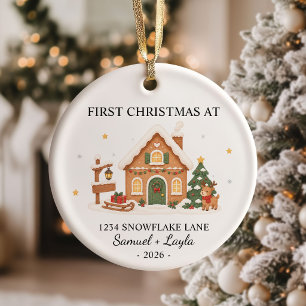 Personalised First Christmas Gingerbread House Ceramic Tree Decoration