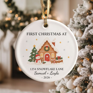 Personalised First Christmas Gingerbread House Ceramic Tree Decoration