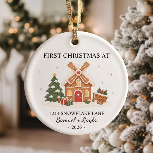 Personalised First Christmas Gingerbread House Ceramic Tree Decoration